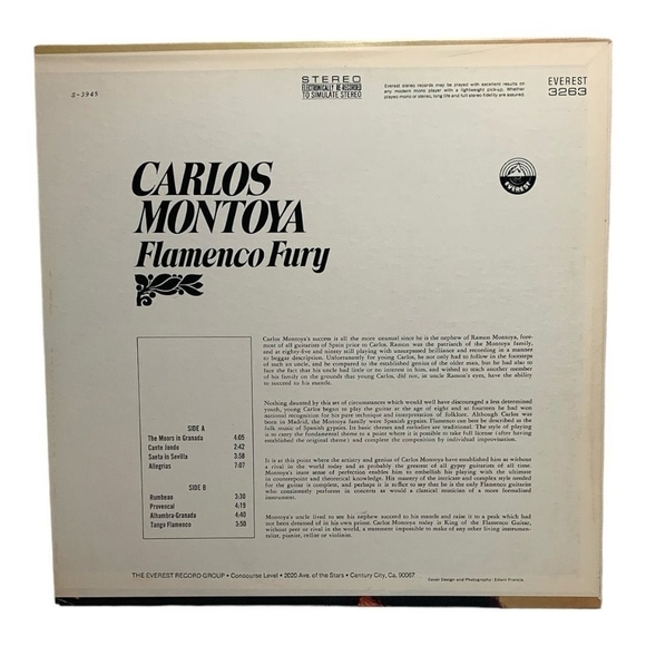 LP Carlos Montoya - Flamenco Fury Vinyl Record - Picture 2 of 2